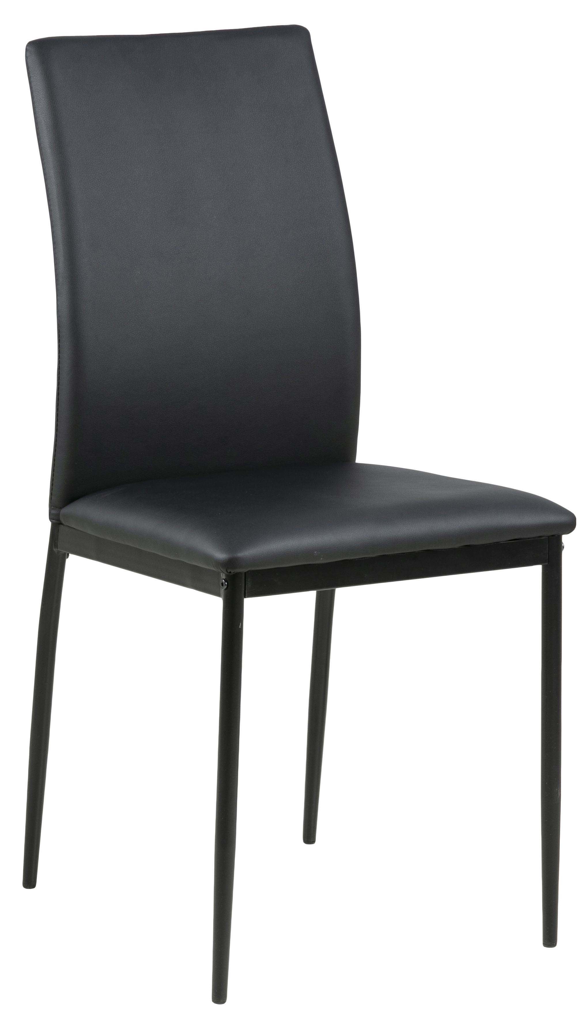 Krzesło do jadalni z ekoskóry czarne nogi czarne  – obraz-1