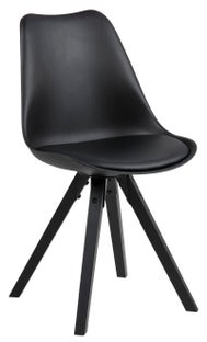 Krzesło z tworzywa sztucznego z siedziskiem z ekoskóry czarne nogi drewniane – obraz-1
