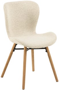 Krzesło tapicerowane do jadalni tkanina boucle kremowe - nogi dębowe naturalne 47x83 cm – obraz-1