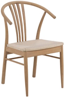 Krzesło do jadalni z drewna dębowego bielone siedzisko plecionka papierowa 54x83 cm oparcie listewki – obraz-1