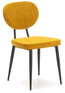 Krzesło do jadalni nowoczesne tapicerowane 47x85 cm żółte – obraz-1