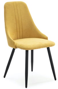 Krzesło do jadalni nowoczesne tapicerowane 50x91 cm żółte – obraz-1