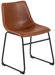 Krzesło do jadalni Oregon ekoskóra brązowe - nogi metalowe czarne 48x79 cm – obraz-1