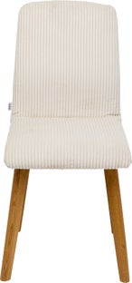 Krzesło do jadalni tapicerka kremowa nogi dębowe olejowane 44x92 cm – obraz-1