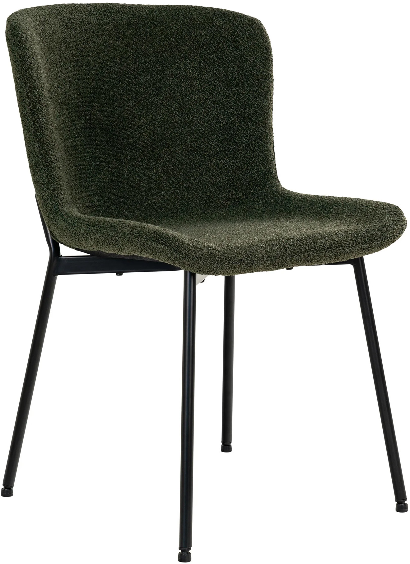 Krzesło do jadalni tkanina Boucle ciemnozielone - nogi metalowe czarne 59x48 cm – grafika-1.