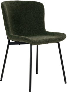 Krzesło do jadalni tkanina Boucle ciemnozielone - nogi metalowe czarne 59x48 cm – grafika-1.