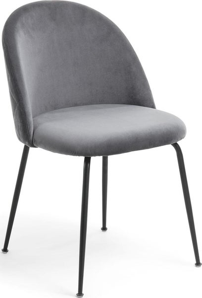Krzesło do jadalni welurowe szare nogi czarne – grafika-1.
