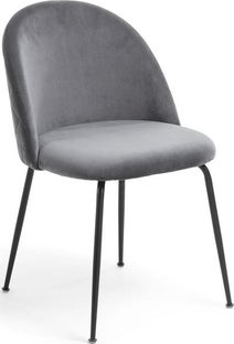 Krzesło do jadalni welurowe szare nogi czarne – grafika-1.