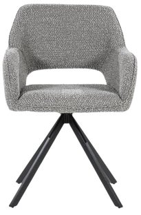 Krzesło do jadalni z podłokietnikami szare nogi czarne tkanina metal – obraz-1