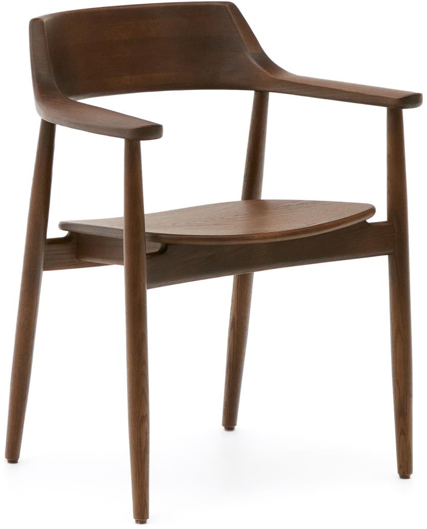 Krzesło drewniane dębowe brązowe 60 x 76 cm – obraz-1