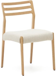 Krzesło drewniane dębowe z szenilową tkaniną na siedzisku 53x81 cm – obraz-1