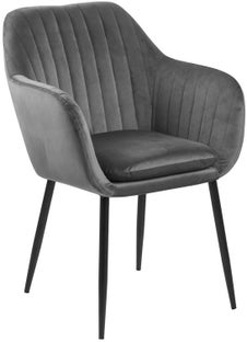 Welurowe krzesło z podłokietnikami szare Actona stylowe do wnętrz – grafika-1.