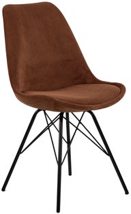 Krzesło do jadalni sztruksowe brązowe nogi czarne – obraz-1