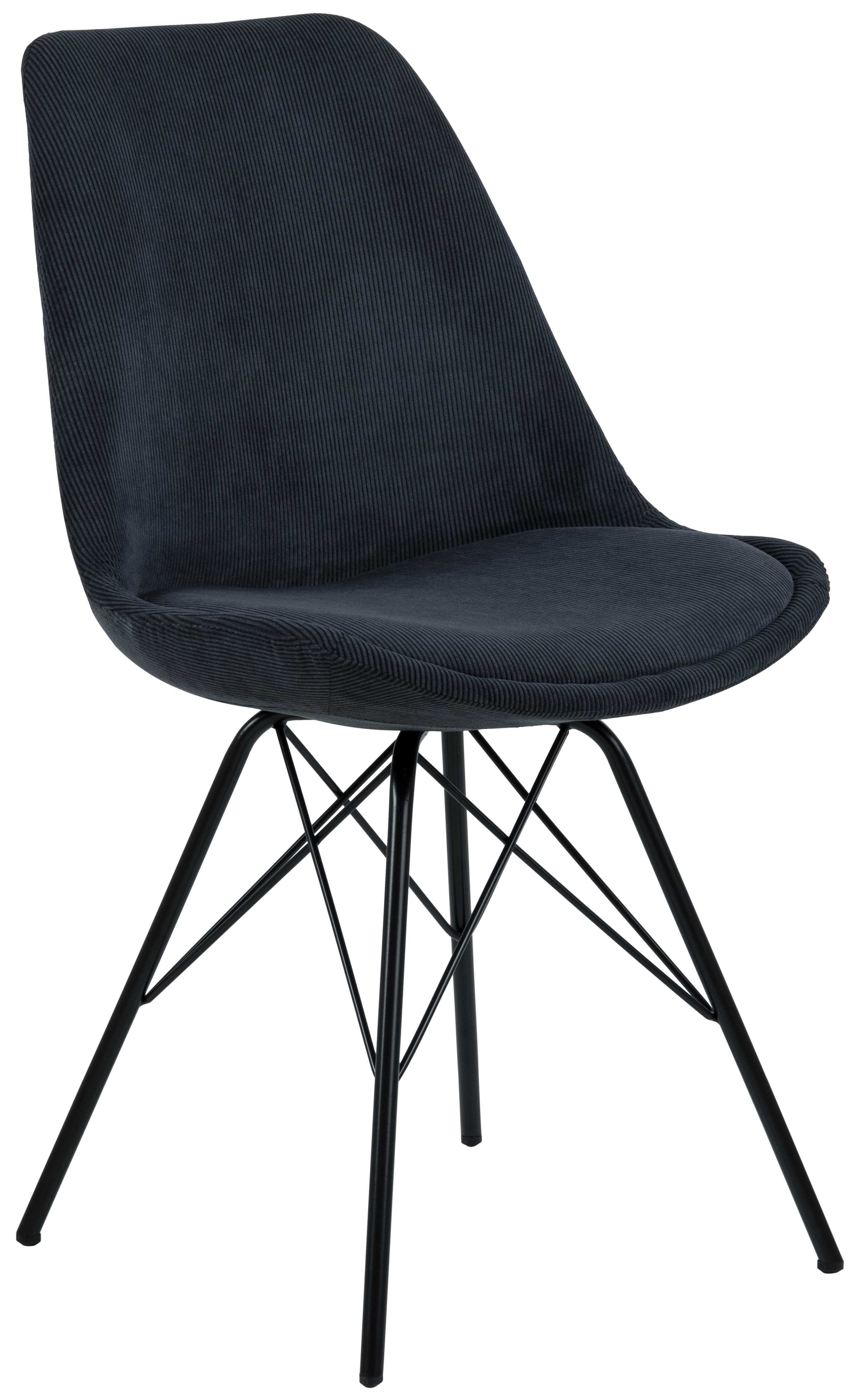 Krzesło do jadalni sztruksowe antracytowe nogi czarne  – obraz-1