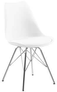 Krzesło z ekoskóry w białym kolorze z nogami ze srebra – grafika-1.