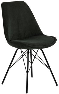 Krzesło do jadalni sztruksowe zielone nogi czarne – obraz-1