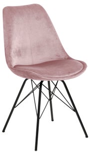 Welurowe krzesło do jadalni różowe z czarnymi nogami o nowoczesnym stylu – grafika-1.