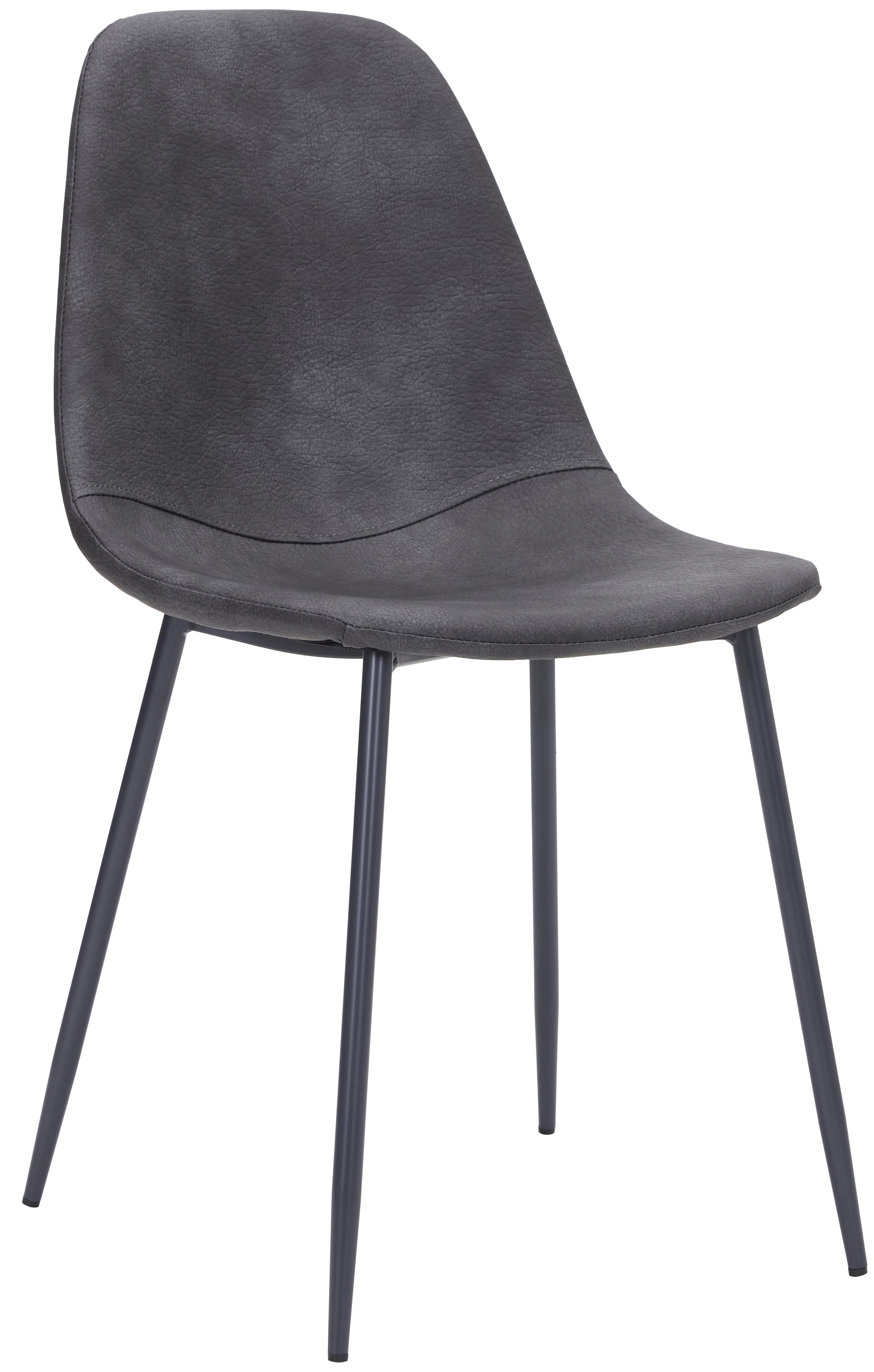 Krzesło z ekoskóry ciemnoszare nogi czarne 43x84 cm  – obraz-1