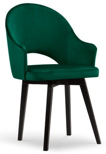Krzesło welurowe z podłokietnikami zielone nogi czarne – obraz-1