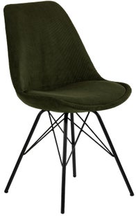 Krzesło do jadalni sztruksowe zielone nogi czarne – obraz-1
