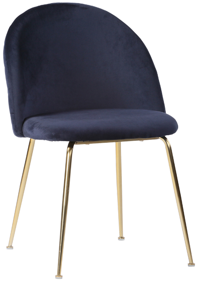 Krzesło do jadalni welurowe granatowe nogi złote – grafika-1.