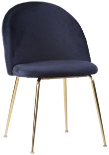 Krzesło do jadalni welurowe granatowe nogi złote – grafika-1.