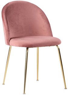 Krzesło do jadalni welurowe różowe nogi złote – grafika-1.