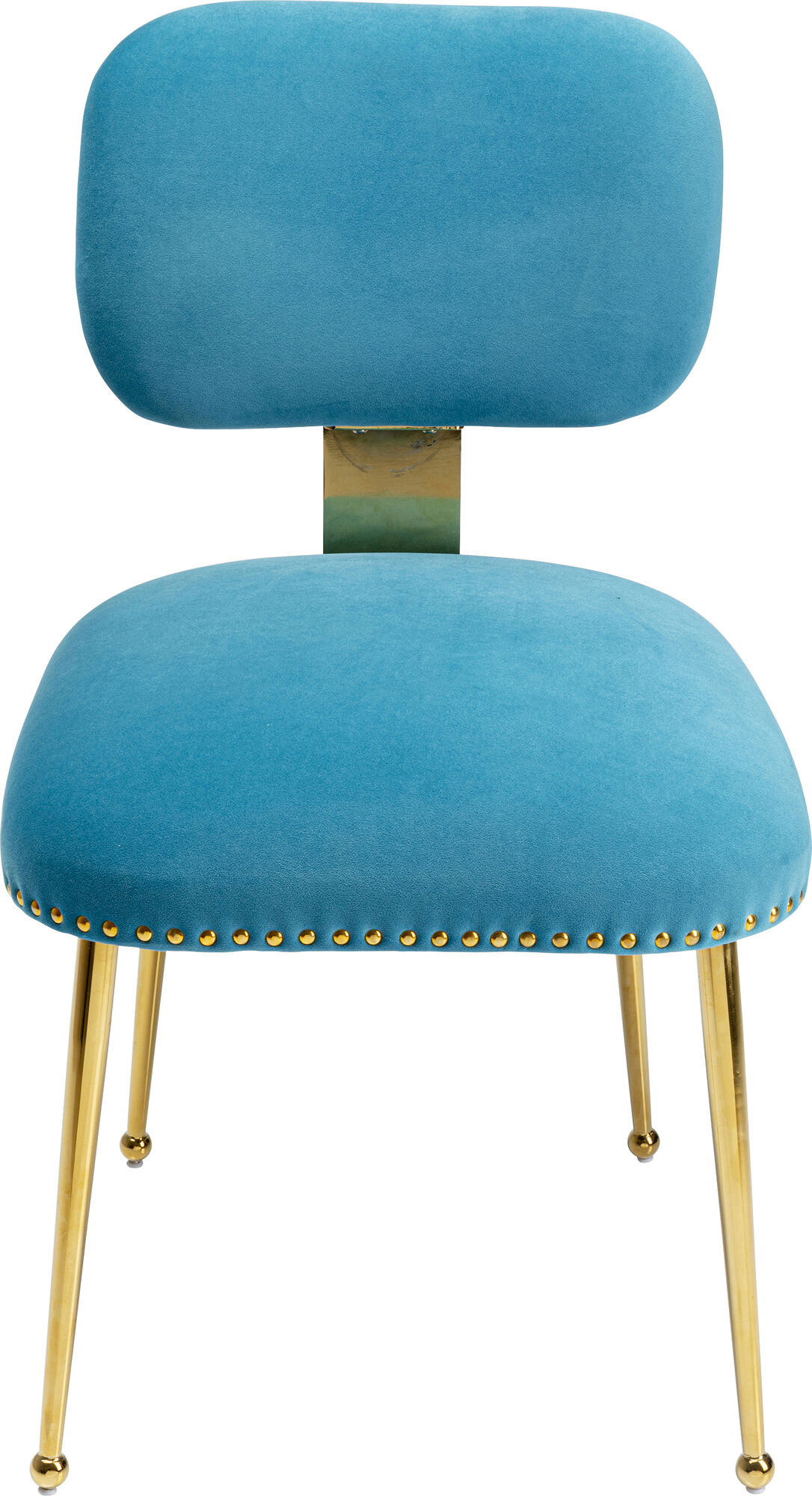 Krzesło glamour welurowe niebieskie nogi złote 49x82 cm – obraz-1
