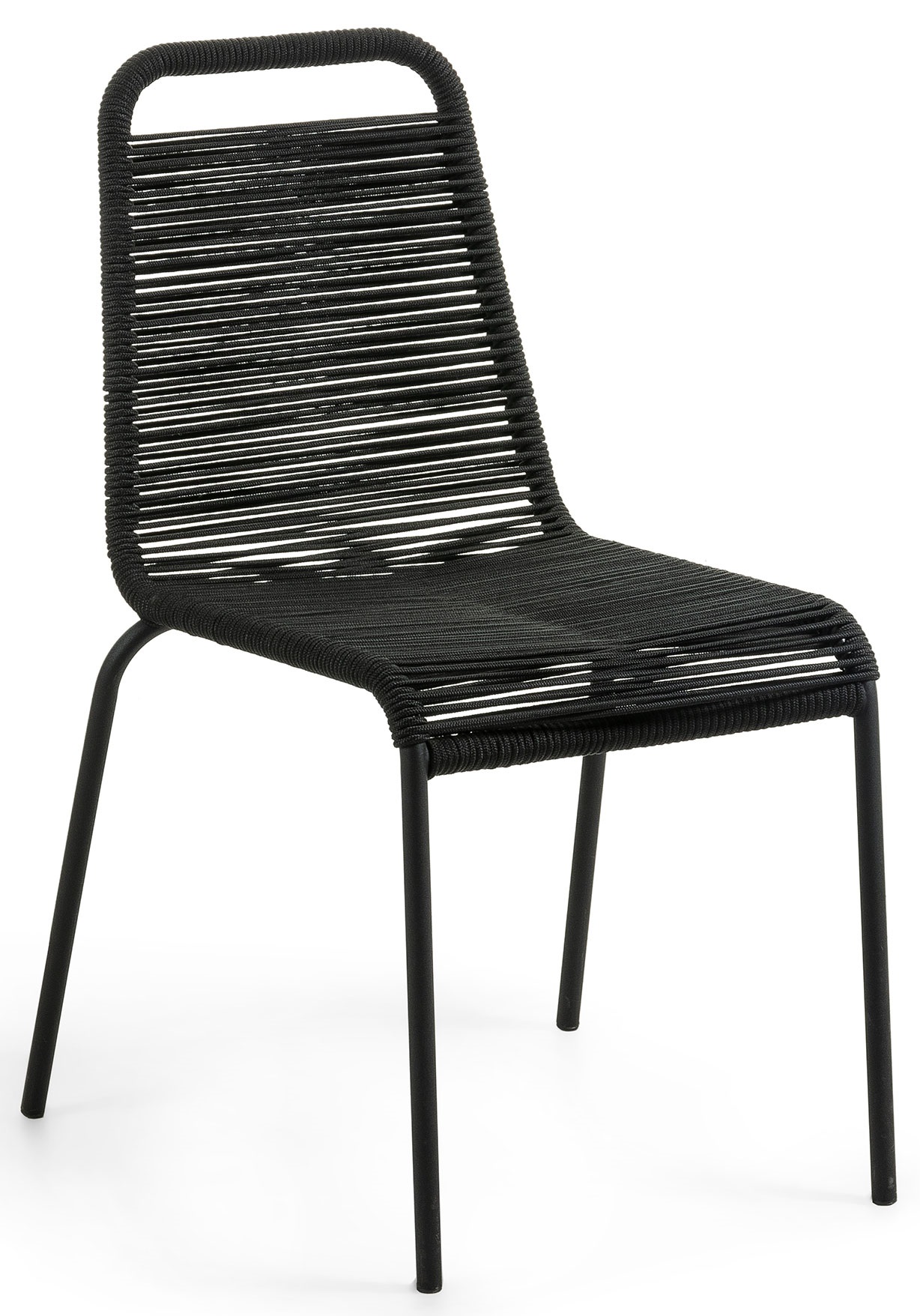 Krzesło ogrodowe ze sznurka czarne  – obraz-1