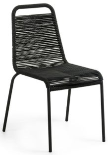 Krzesło ogrodowe ze sznurka czarne – obraz-1