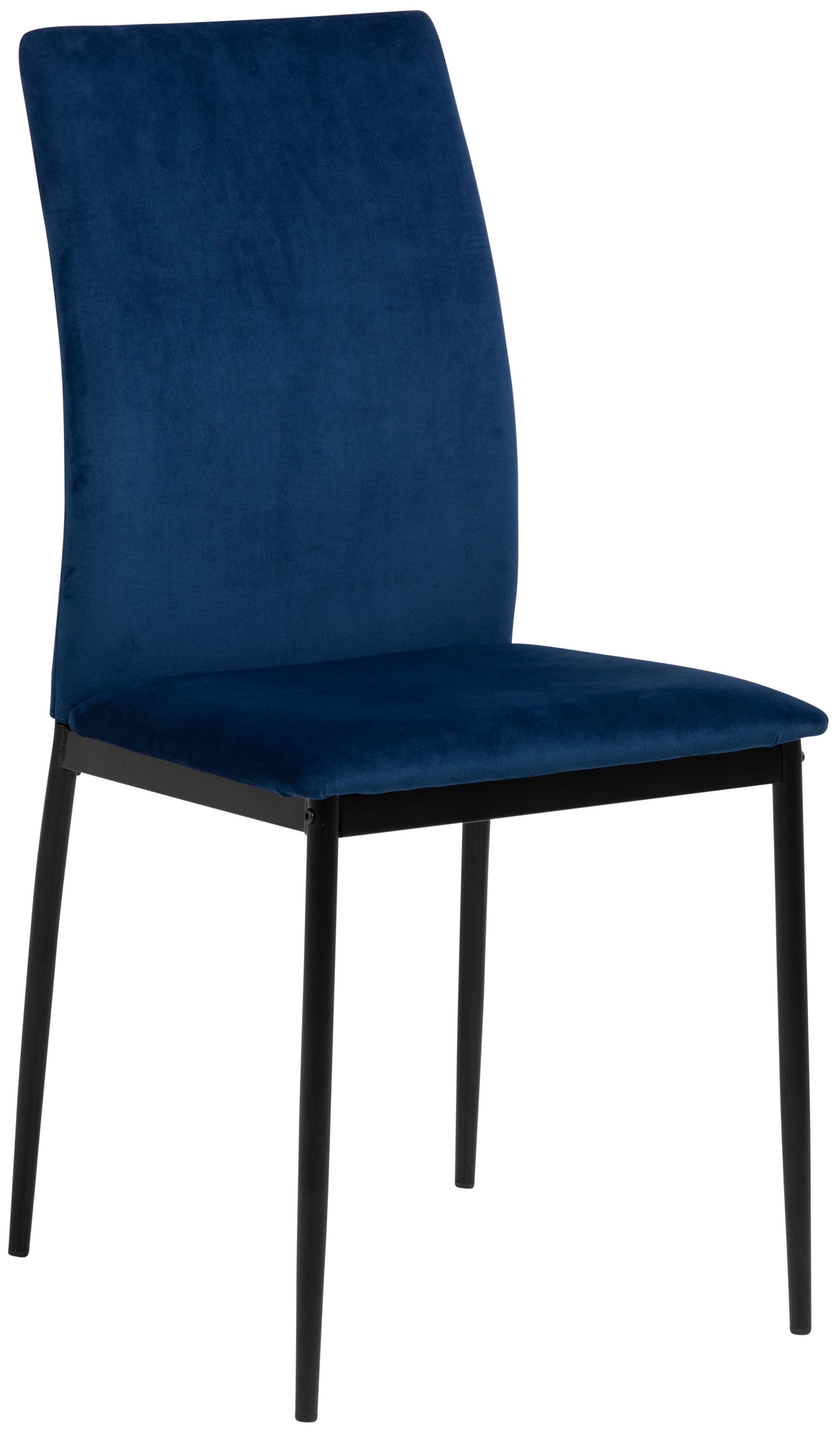 Krzesło do jadalni welurowe granatowe nogi czarne – obraz-1