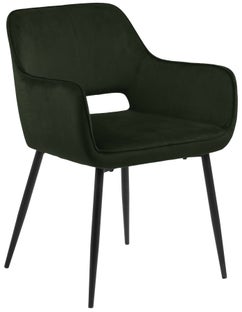 Zielone krzesło do jadalni z czarnymi nogami i podłokietnikami – grafika-1.