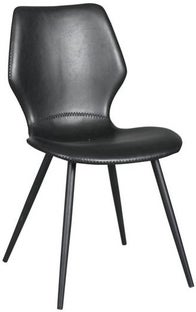 Krzesło z ekoskóry czarne nogi czarne – obraz-1