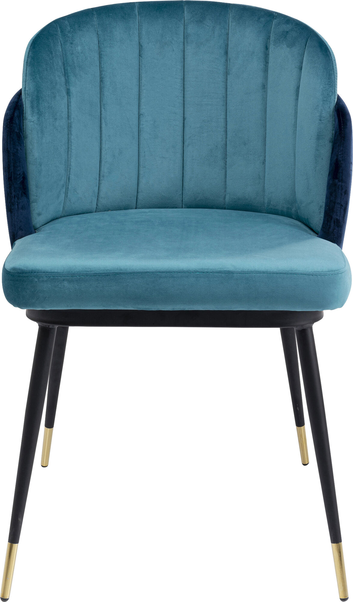 Krzesło do jadalni tapicerowane niebieskie nogi czarne – obraz-1