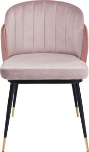 Krzesło do jadalni tapicerowane różowe nogi czarne – obraz-1