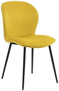 Krzesło sztruksowe żółte nogi czarne 82x43 cm – obraz-1