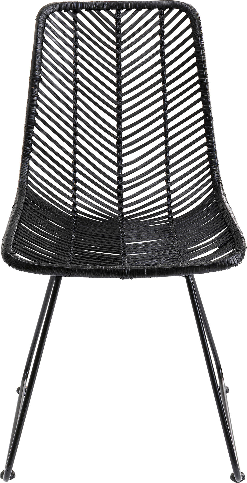 Krzesło boho rattanowe czarne na płozach – obraz-1