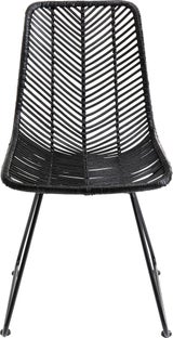 Krzesło boho rattanowe czarne na płozach – obraz-1