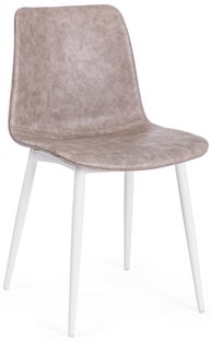 Krzesło do jadalni z ekoskóry beżowe nogi białe – obraz-1