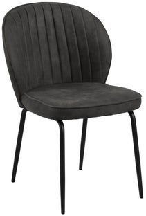 Krzesło do jadalni antracytowe z przeszyciami nogi czarne – obraz-1