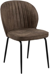 Krzesło pikowane brązowe nogi czarne metalowe 47 x 82 cm – obraz-1