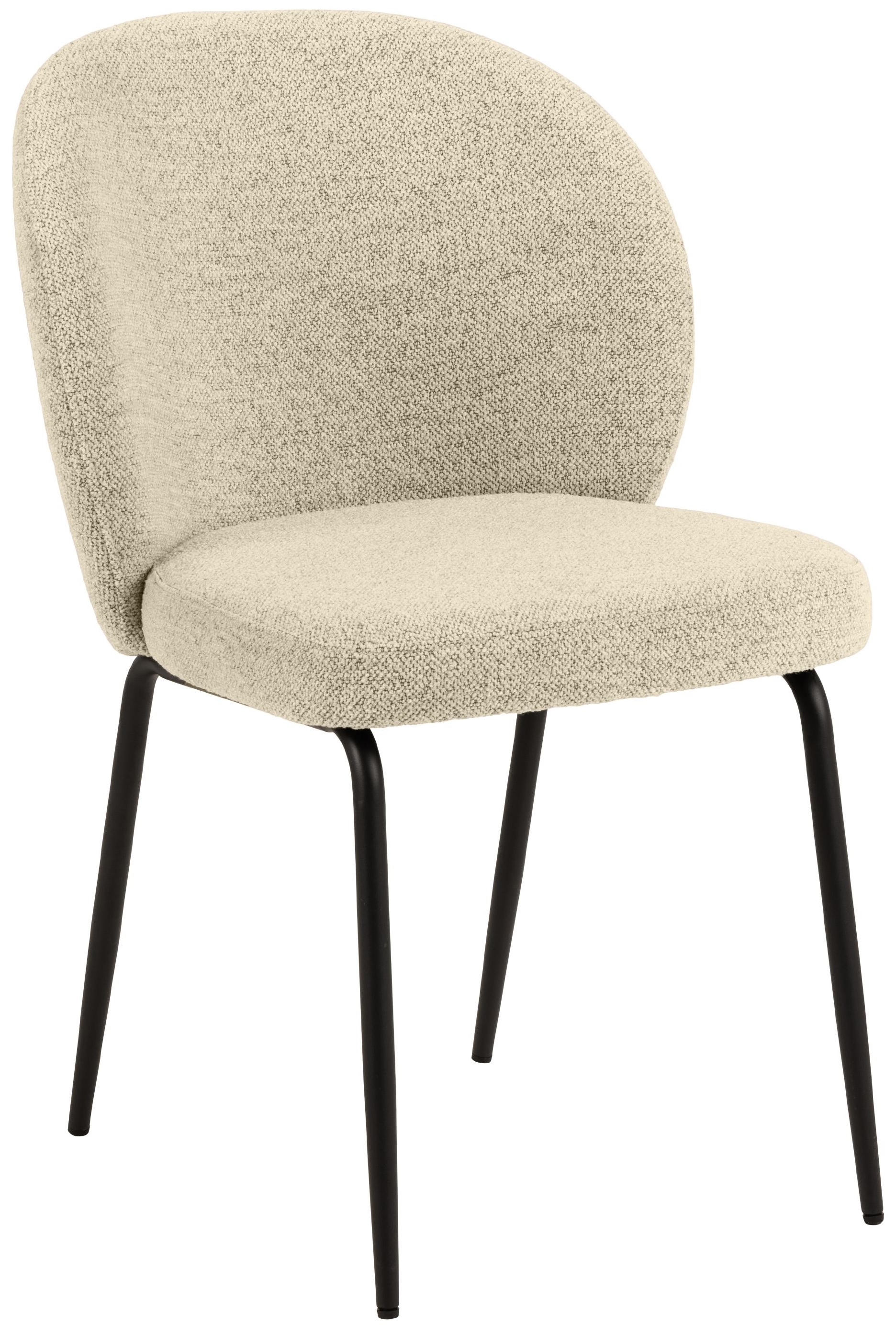 Krzesło do jadalni 47x82 cm kremowe - nogi czarne – obraz-1