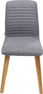 Krzesło do jadalni z przeszyciami szare nogi drewniane – obraz-1