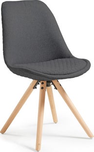 Krzesło 47x81 cm szaro-drewniane ciemne ognioodporna tkanina – obraz-1