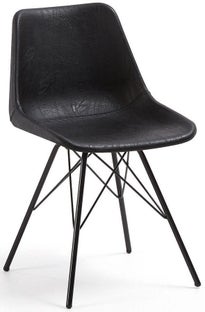 Krzesło z ekoskóry czarne nogi czarne – obraz-1