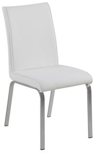 Krzesło do jadalni z ekoskóry białe nogi srebrne – obraz-1