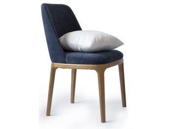 Krzesło Loft granatowe nogi drewniane – obraz-1