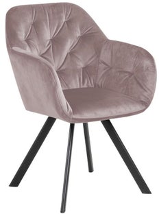 Welurowe krzesło z podłokietnikami różowe styl nowoczesny – grafika-1.