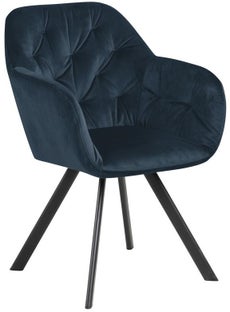 Welurowe krzesło pikowane z podłokietnikami granatowe stylowe – grafika-1.