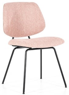 Krzesło tapicerowane różowe nogi metalowe czarne 49x82 cm – obraz-1